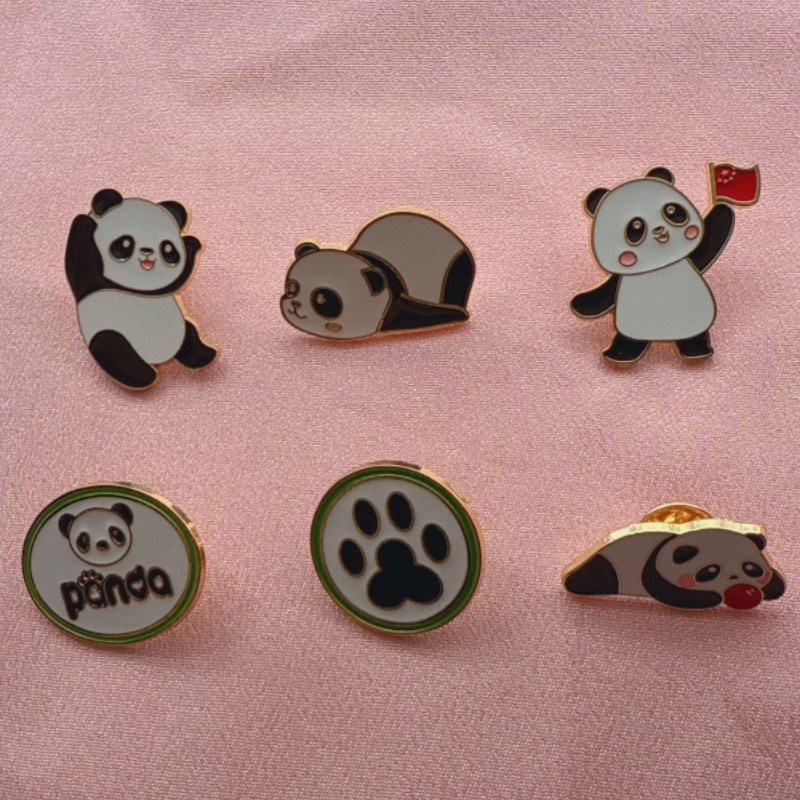 Party Supplies - 6 adet Karikatür Çin Panda Rozeti