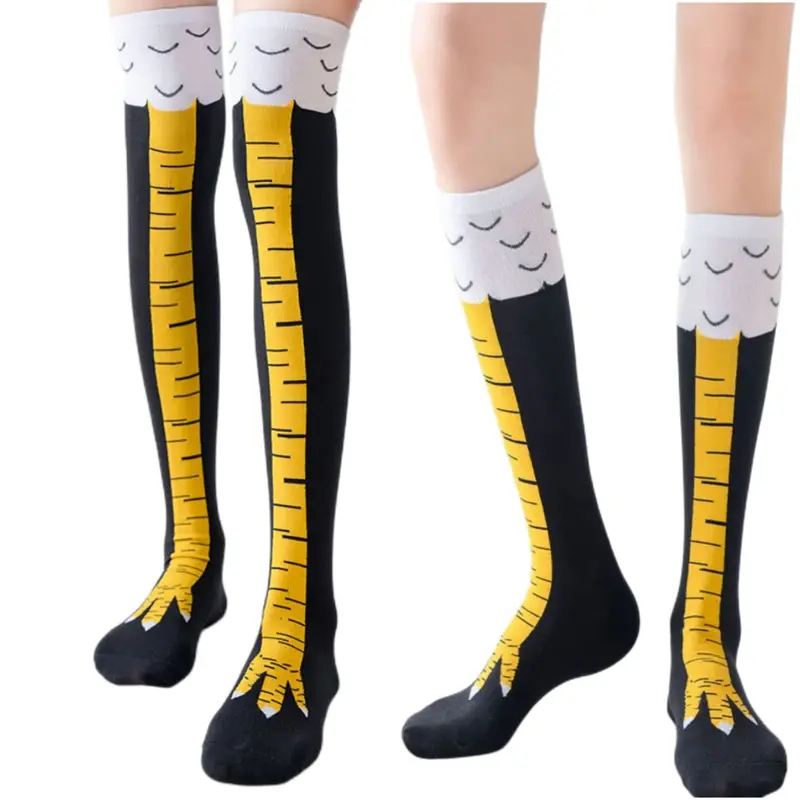 Funny Chicken Leg Socks - 1/2/4 çift kadın diz üstü çorap