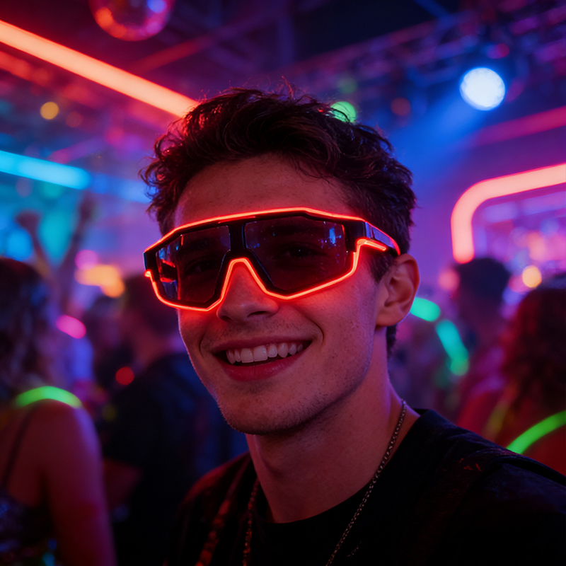 Glow In The Dark Party Glasses - Serin Rüzgar Geçirmez LED Yanıp Sönen