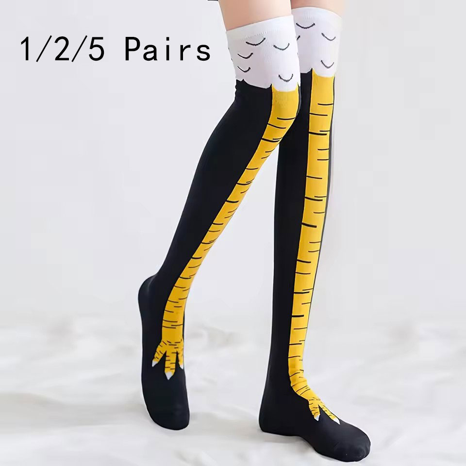 Funny Chicken Leg Socks - 1/2/5/10 Çift Kadın Diz Üstü Çorapları