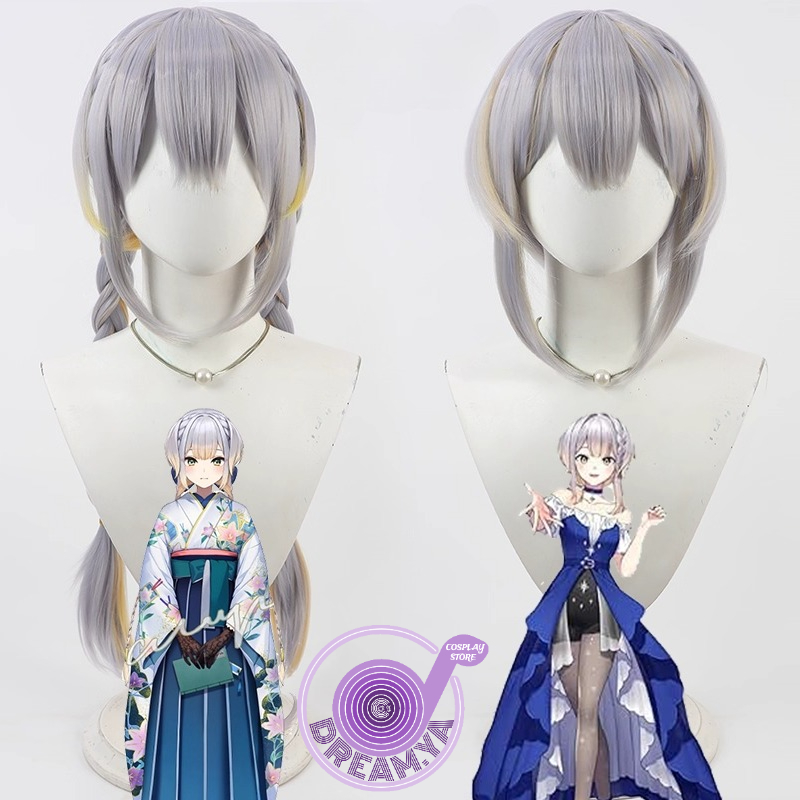 Anime Cosplay Wig Heat Resistant - Shioriha Ruri Cosplay Peruk Vtuber Gri