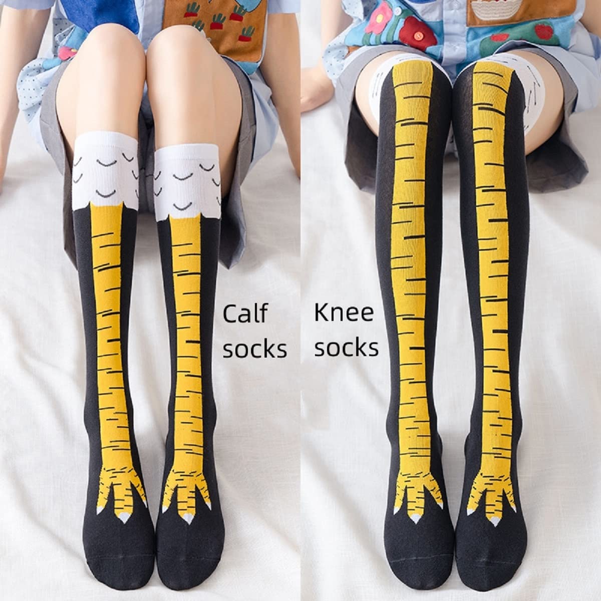 Funny Chicken Leg Socks - 1/2/5 Çift Kadın Diz Üstü Çorapları