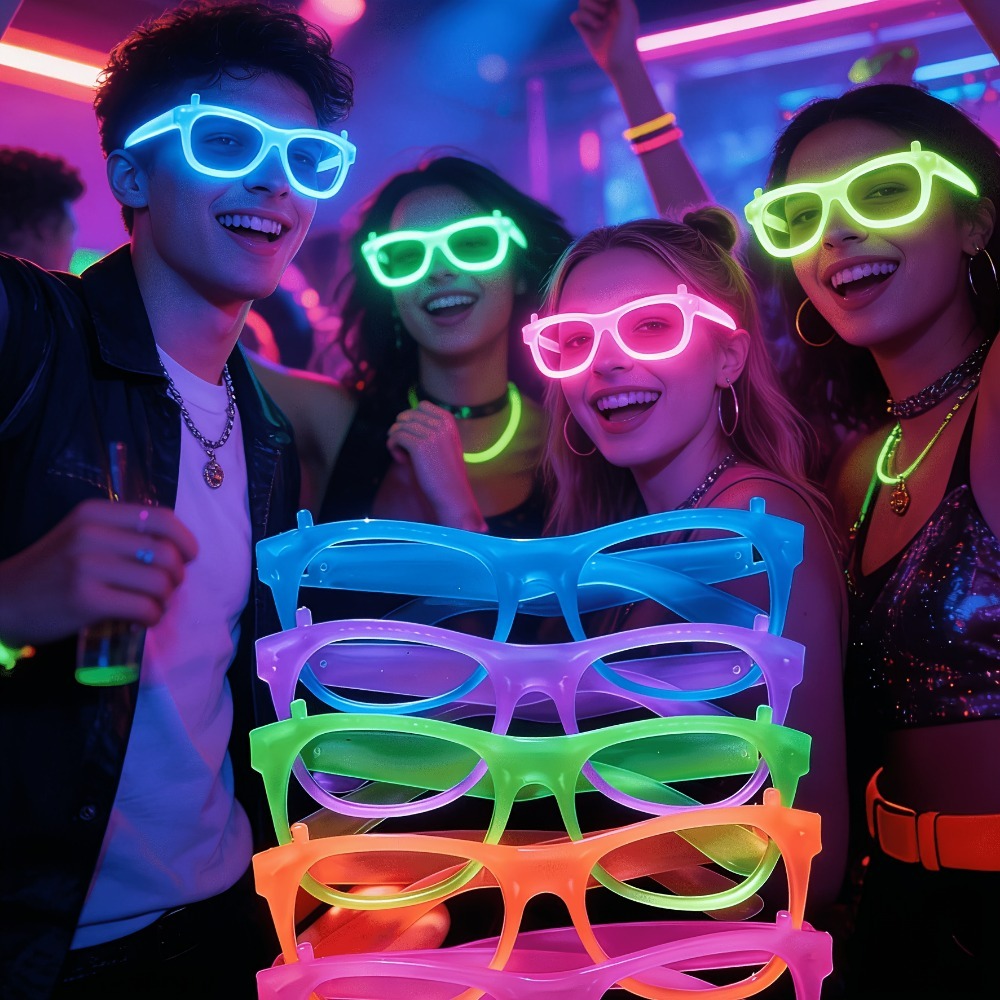 Glow In The Dark Party Glasses - 5/12 adet UV karanlıkta parlayan gözlük