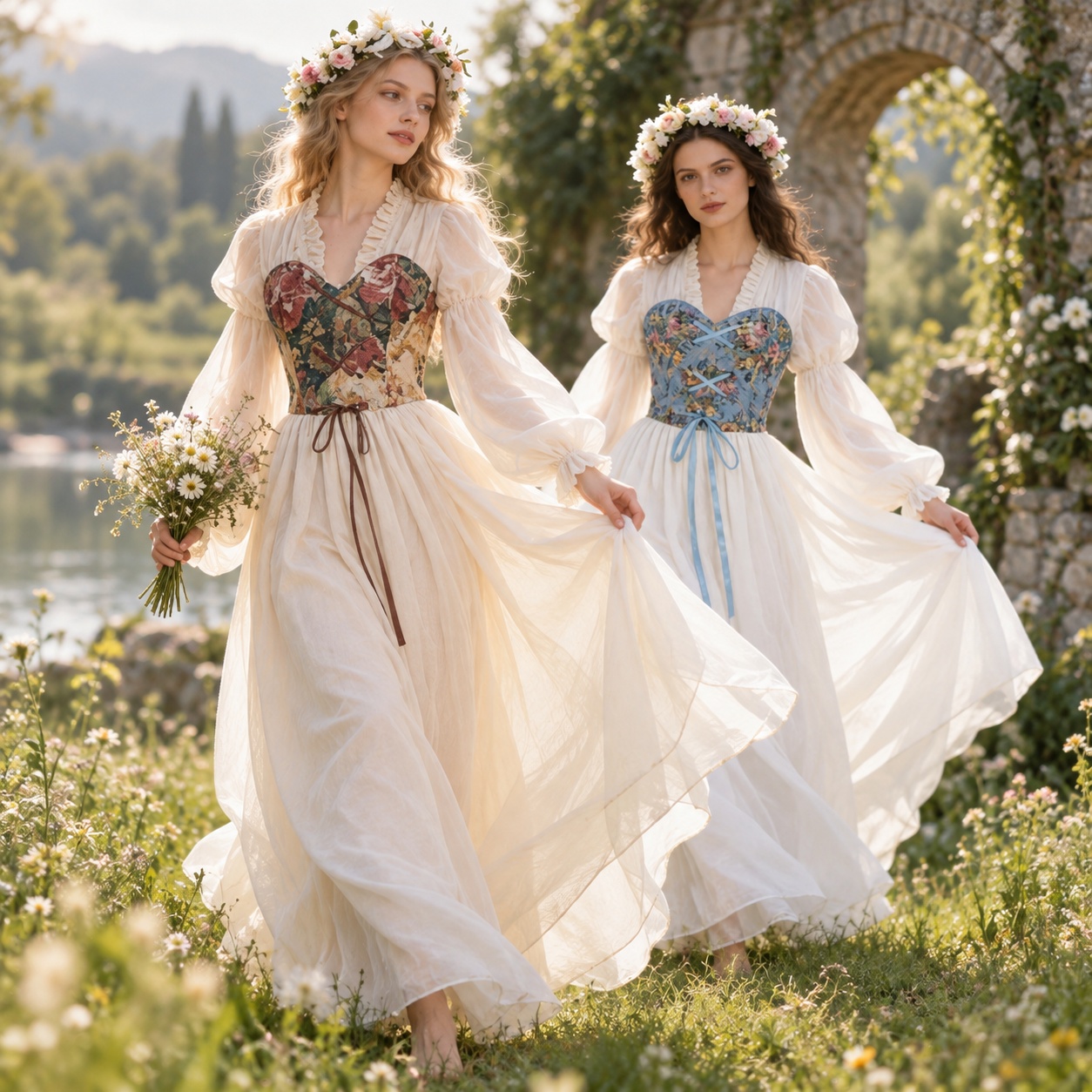Medieval Renaissance Dress Women - Rönesans Tarzı Korseli Bel Elbise, Orta