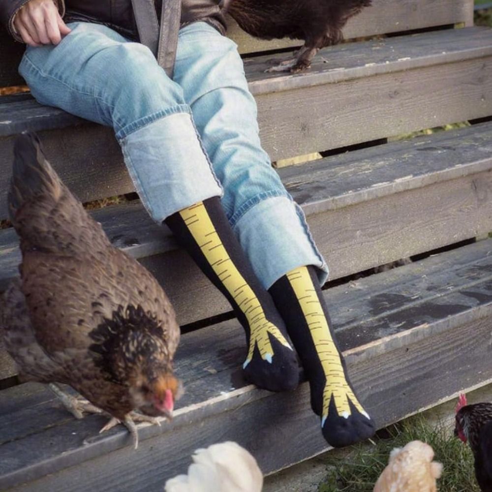 Yenilik pamuk yüksek tüp tavuk - Funny Chicken Leg Socks incelemesi ve fiyatı